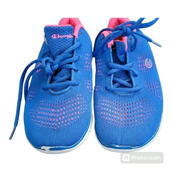 Champion Womens Size 7.5 Blue Pink Lace Up Athletic Sneakers - Picture 1 of 10